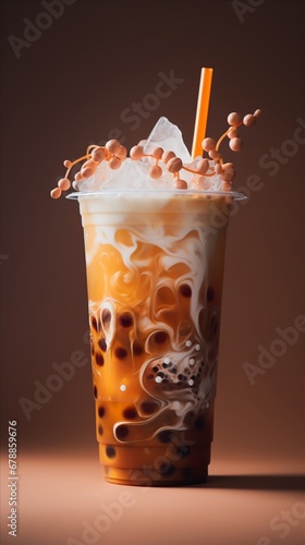 Bubble tea in a clear cup photo