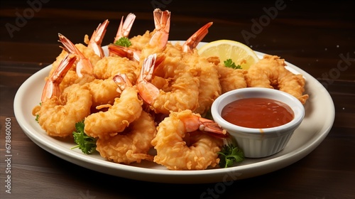 Coconut shrimp on a platter