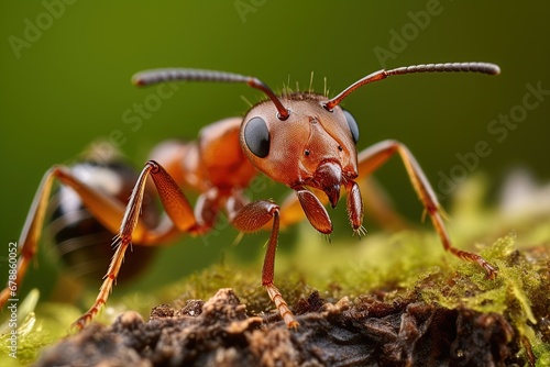 Ant in nature. Closeup macro shot in high detail. Ai Generative © ArtmediaworX