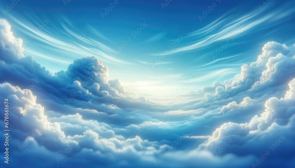 Serene Sky: Majestic Cloudscape and Sunbeams