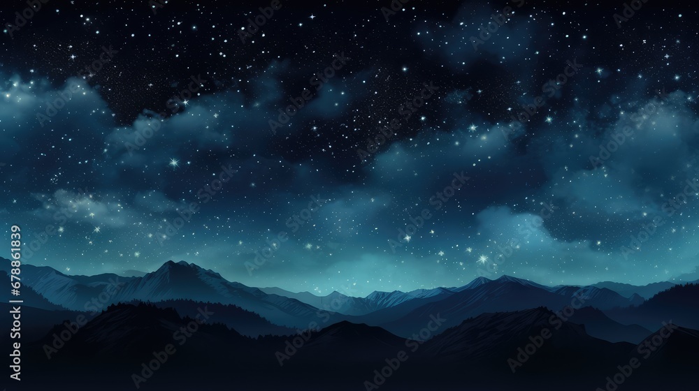 Stars in the sky, in the style of digital painting, tender depiction of nature, dark sky-blue and black, soft, romantic scenes, romanticized landscapes, serene atmospheric perspective, fine detailed Stars in the sky, in the style of digital painting, tender depiction of nature, dark sky-blue and black, soft, romantic scenes, romanticized landscapes, serene atmospheric perspective, fine detailed