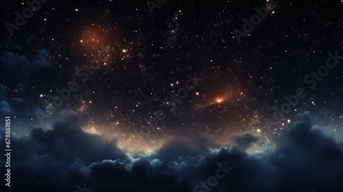 Stars in the sky  in the style of digital painting  tender depiction of nature  dark sky-blue and black  soft  romantic scenes  romanticized landscapes  serene atmospheric perspective  fine detailed