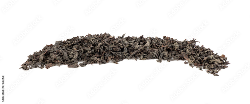 Dry black tea isolated on a white background. Black Ceylon tea. Dry black tea isolated on a white background. Black Ceylon tea.