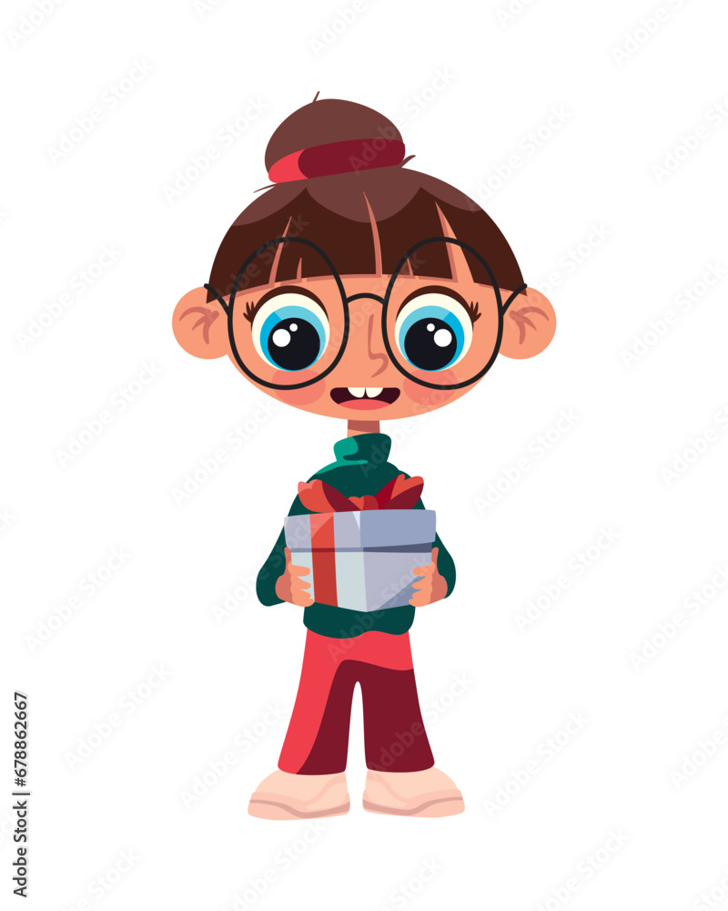 boxing day girl with gift