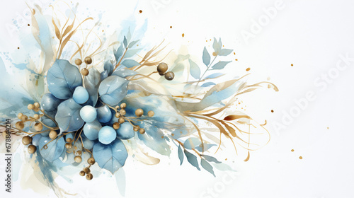 Elegant Blue Floral Arrangement on White  