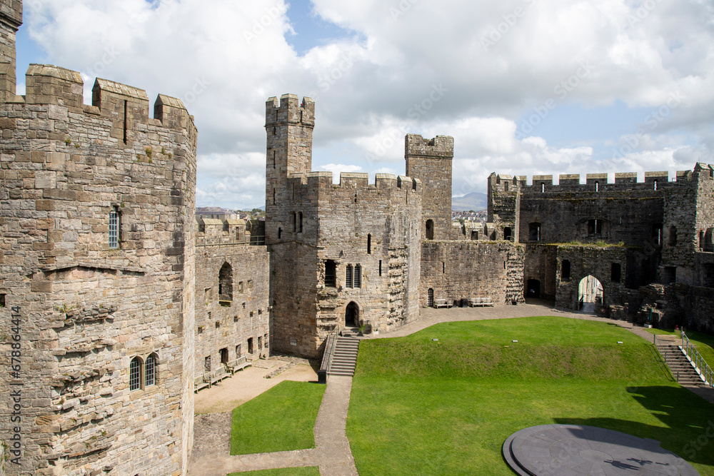The interior walls of Caernarfon Castle in Caernarfon, Wales