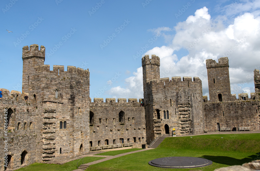 The interior walls of Caernarfon Castle in Caernarfon, Wales