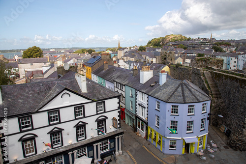 View on street in Caernarfon town, Wales, United kingdom