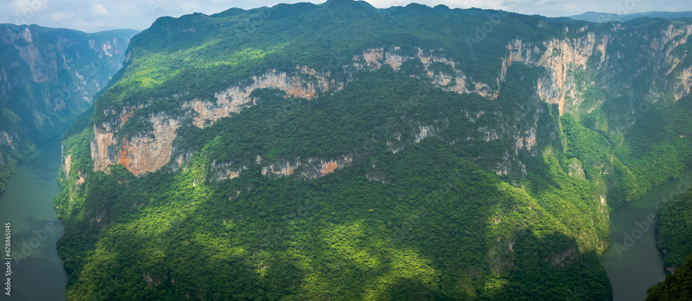 panoramic of Canyon de Sumidero national park in Chiapas Mexico near tuxtla Gutierrez