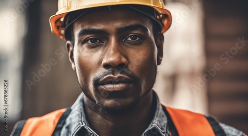 portrait of a construction worker, hard worker at work, portrait of a man with helmet, hard worker © Gegham