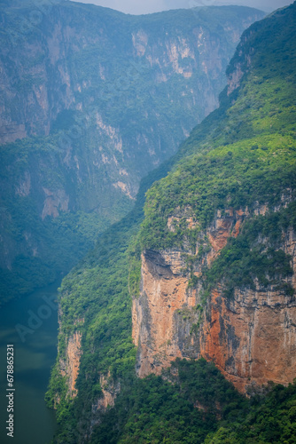 vertical of Canyon de Sumidero Mexico Chiapas near tuxtla Gutierrez natural park