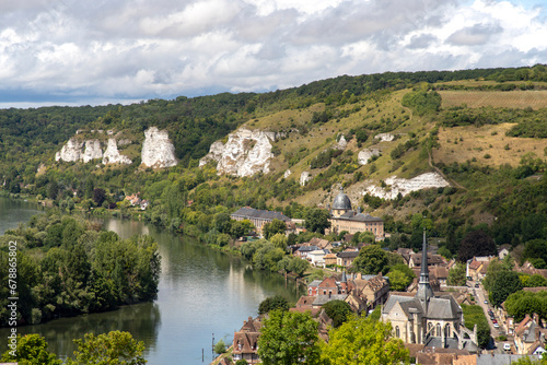 Aerial view of the Seine River at Les Andelys in Normandy, France