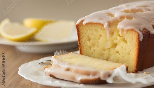Homemade glazed lemon pound cake photo