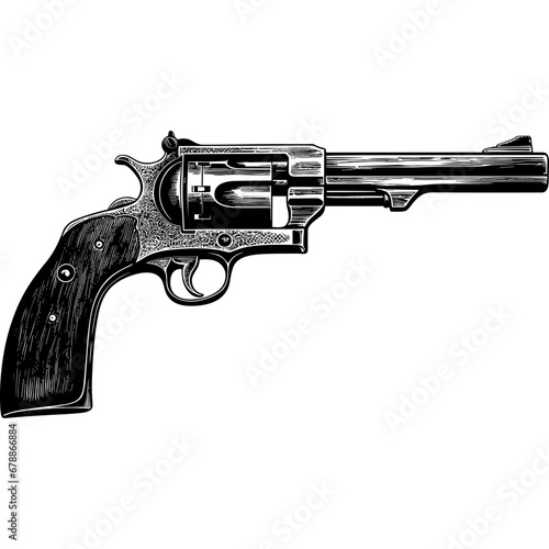 old western revolver firearm gun isolated black vector