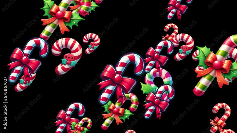Candy cane background video, Different candy cane moving randomly, Christmas celebration video Candy cane background video, Different candy cane moving randomly, Christmas celebration video