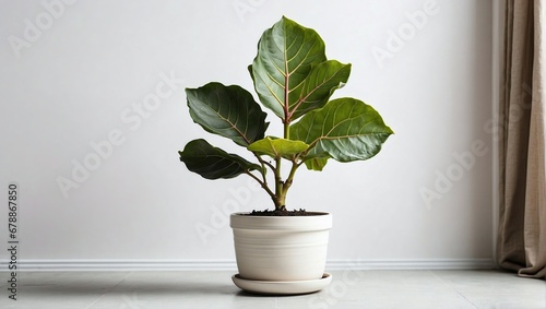 Stately fiddle leaf fig in a white pot, a stylish statement for modern interior design photo