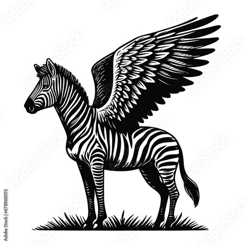 zebra with wings fantasy sketch
