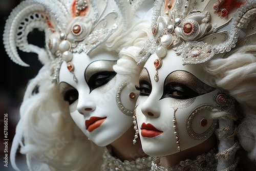 Enchanting venetian carnival majestic masquerade ball with elaborate masks and exquisite costumes