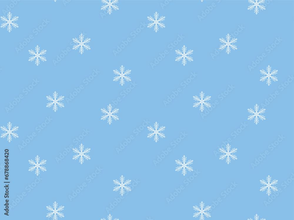 Winter snowfall seamless pattern. White snowflakes on blue. Cold snowy weather background Winter snowfall seamless pattern. White snowflakes on blue. Cold snowy weather background