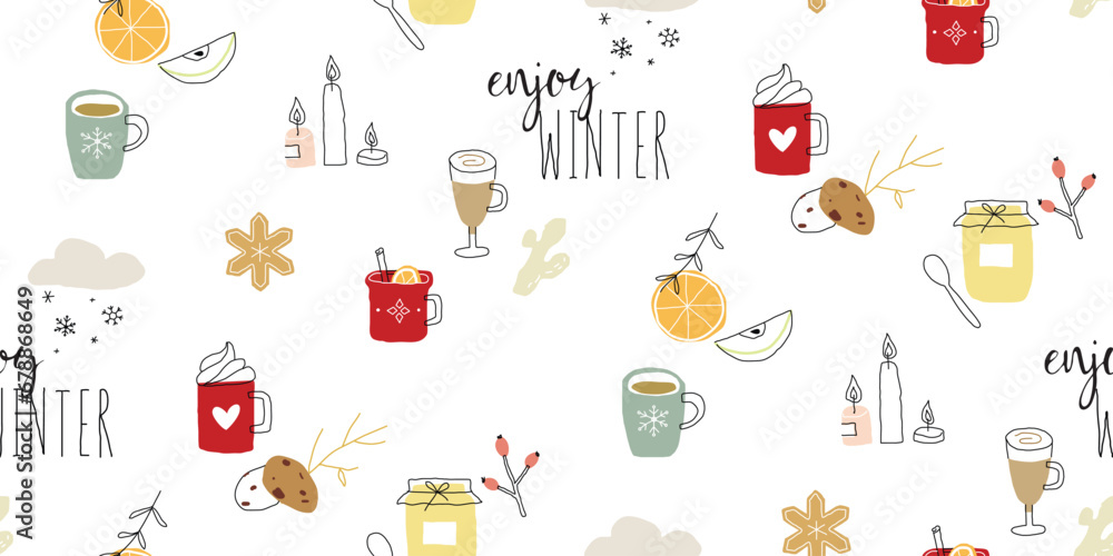 Seamless winter cozy pattern Seamless winter cozy pattern