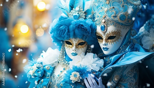 Vibrant venice carnival masquerade ball with intricate masks and costumes in a colorful setting © Ilja