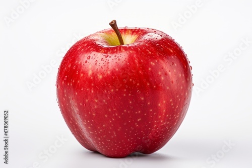 Tempting and refreshing red apple with a vibrant hue  isolated on a crisp and pure white background