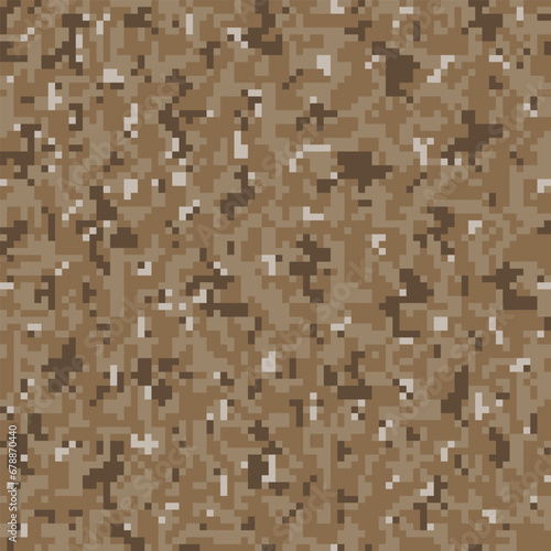 Fototapeta Naklejka Na Ścianę i Meble -  Brown pixel digital camouflage desert seamless pattern.