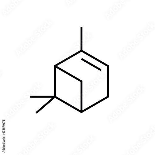 Chemical structure of Pinene (C10H16). Chemical resources for teachers and students. Vector illustration isolated on white background.