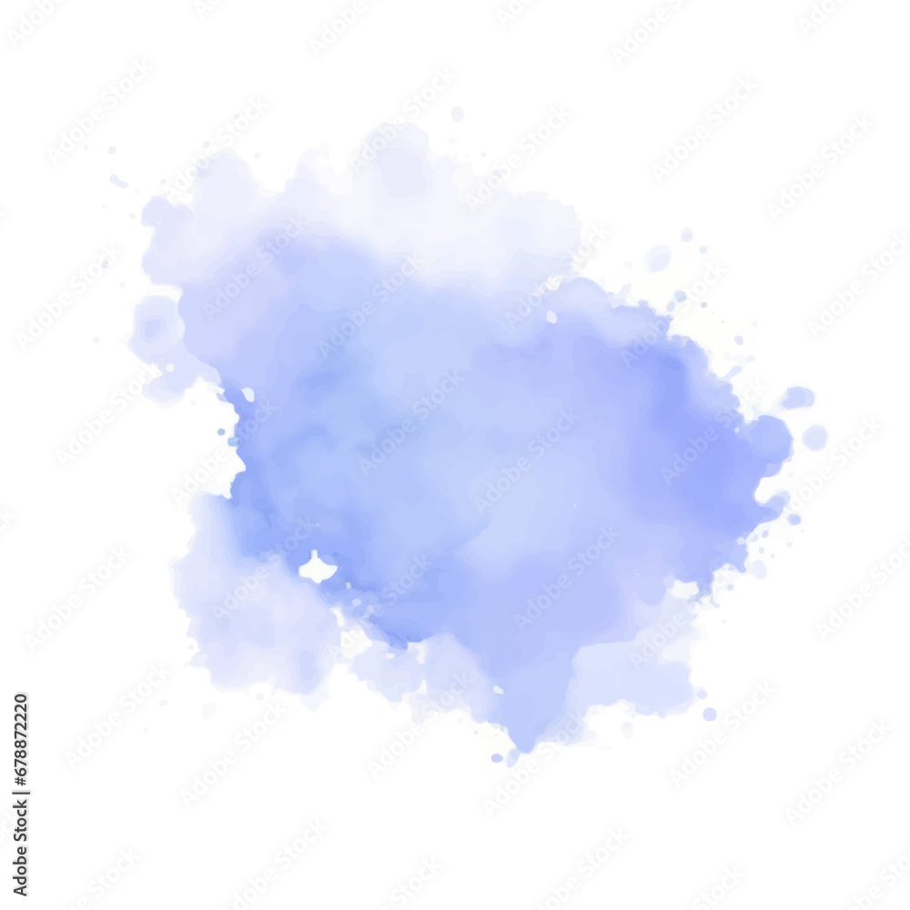 Vivid blue watercolor or ink stain with aquarelle paint blotch