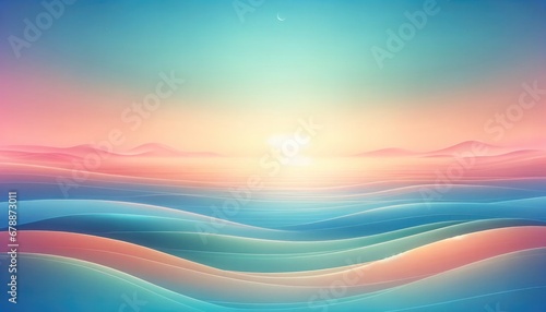 Surreal Sunset Seascape with Gradient Waves