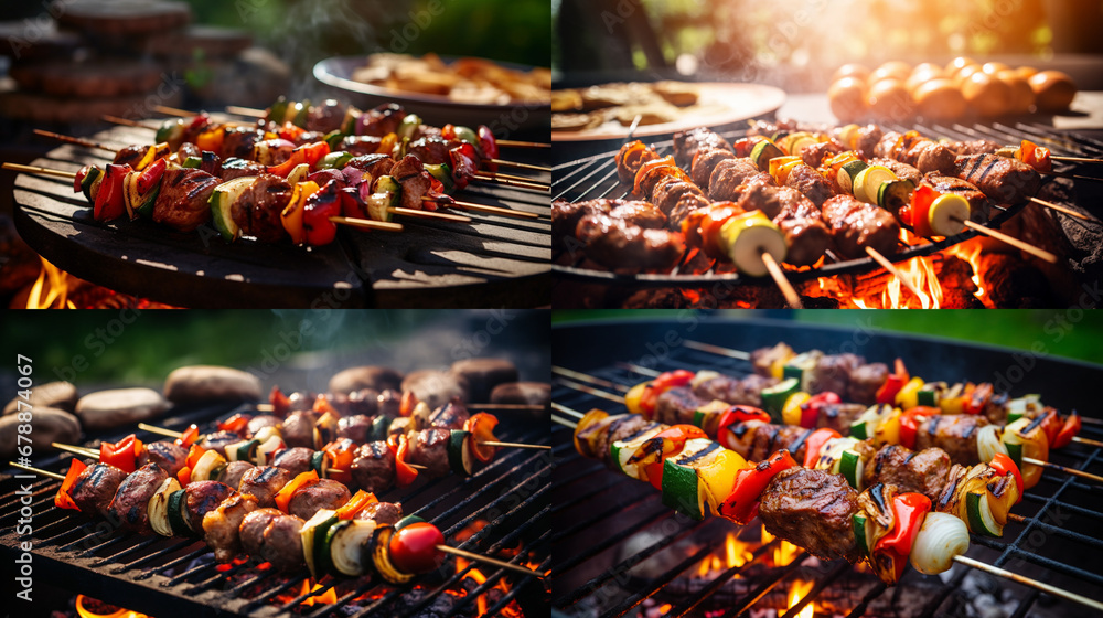 shish kebab on a grill