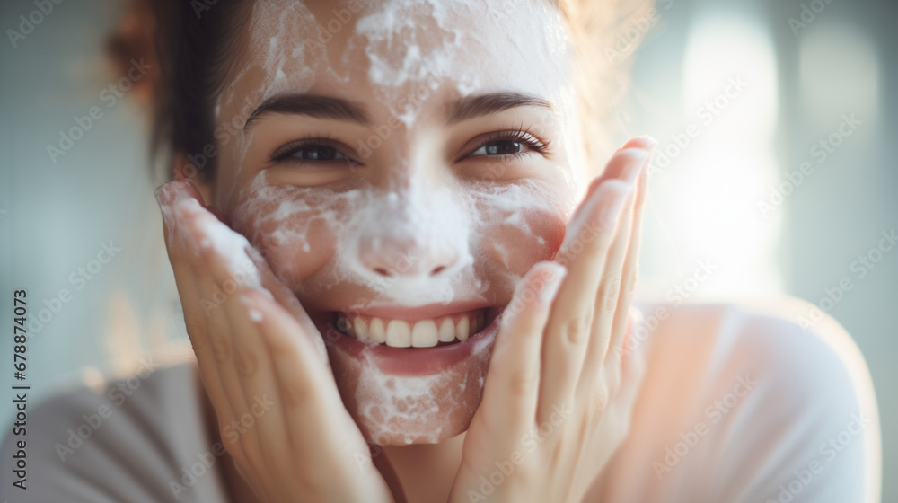 Fototapeta premium woman applying cream