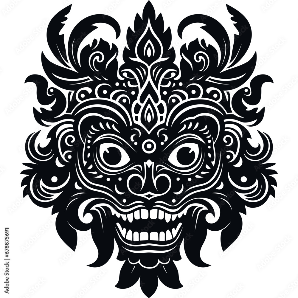 traditional balinese mask black vector logo traditional balinese mask black vector logo