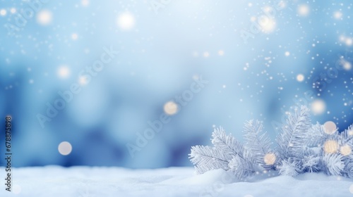 Snowy Serenity Delicate Frosted Spruce and Pure Snow with Christmas Lights  © Creative Canvas