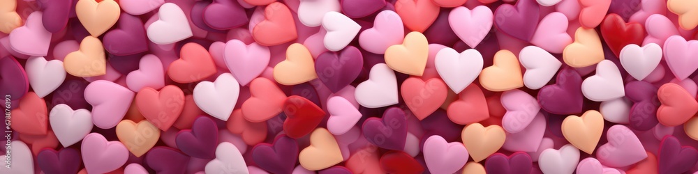 A vibrant pattern of pink and orange hearts. Generative AI. A vibrant pattern of pink and orange hearts. Generative AI.