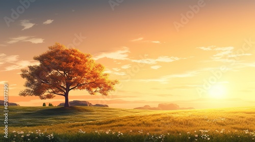 Bright and Colorful Spring Landscape with Trees © Asad