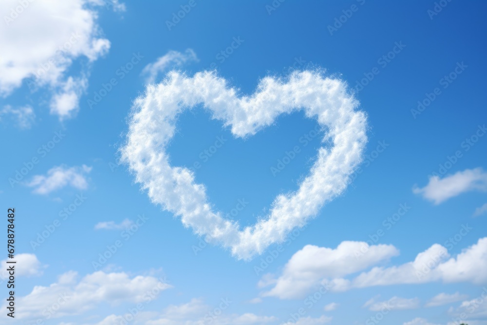 Cloud in the shape of a heart. Backdrop with selective focus and copy space for the inscription Cloud in the shape of a heart. Backdrop with selective focus and copy space for the inscription