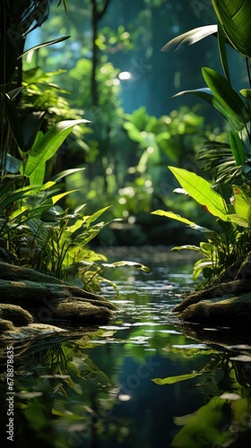 A_lush_dense_tropical_rainforest with vibrant green uhd wallpaper