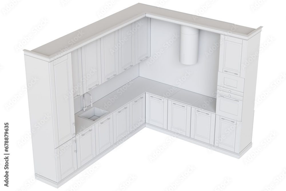 Kitchen furniture isolated on transparent background, 3d illustration, cg render Kitchen furniture isolated on transparent background, 3d illustration, cg render
