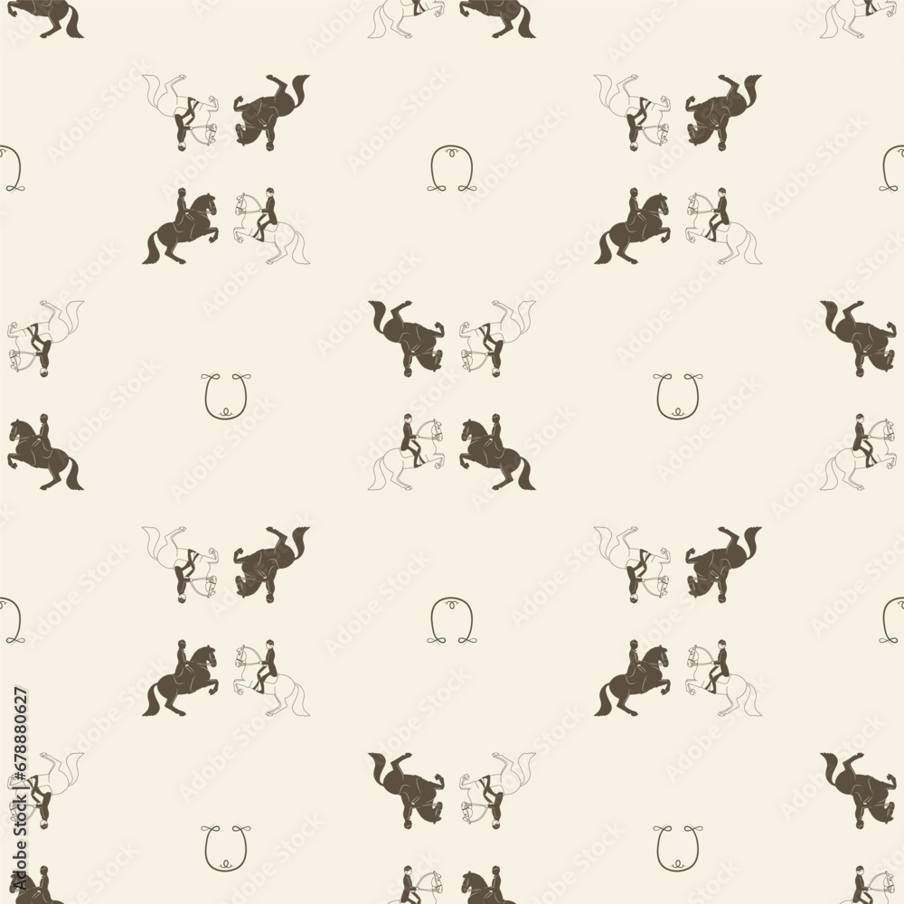 Old school classical dressage, seamless vector pattern Old school classical dressage, seamless vector pattern