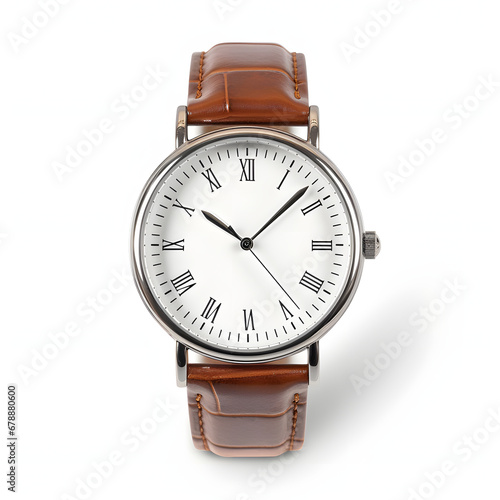 brown leather watch isolated on white