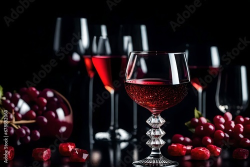 wine and christmas decorations generated by AI technology 