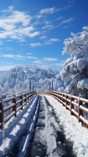 snow-covered country roadleading uhd wallpaper photo