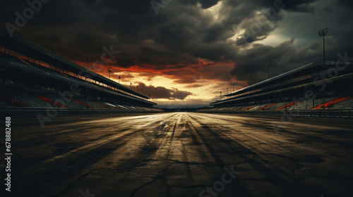 Foreboding clouds loom over the hushed raceway