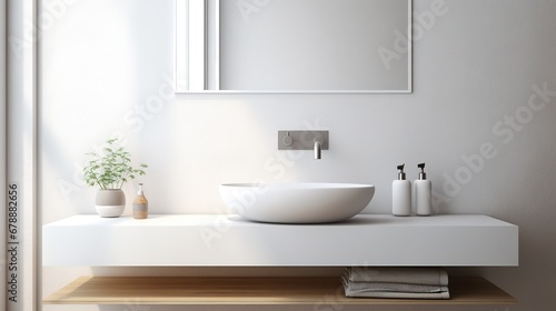 White Ceramic Vessel Sink Wall-Mounted Vanity