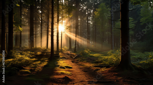 The sun greets the awakening breath of the forest