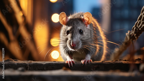 City rat on the prowl  ever vigilant in the concrete jungle