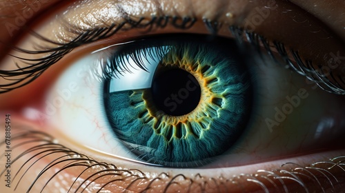 Blue, green macro eye close-up photo