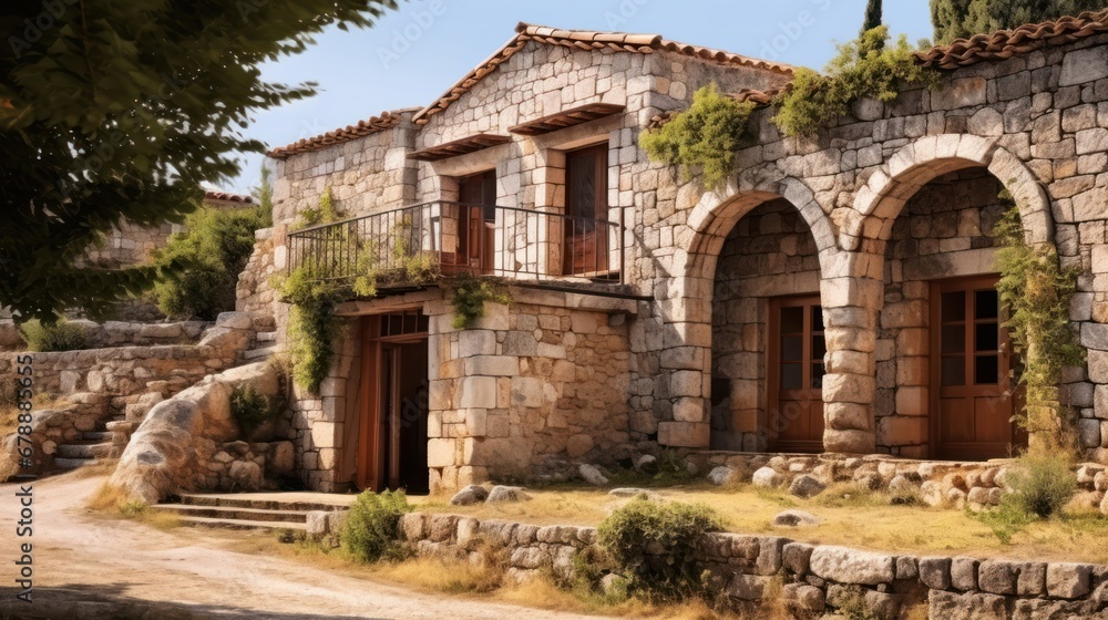 agean old stone houses uhd wallpaper