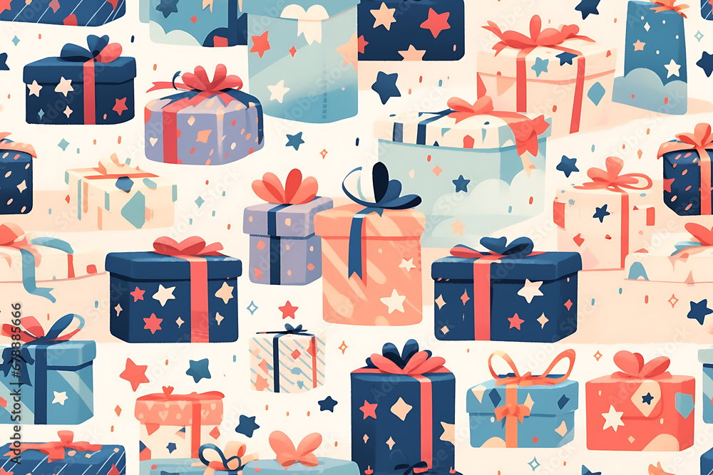 seamless texture with the image of holiday gift boxes seamless texture with the image of holiday gift boxes